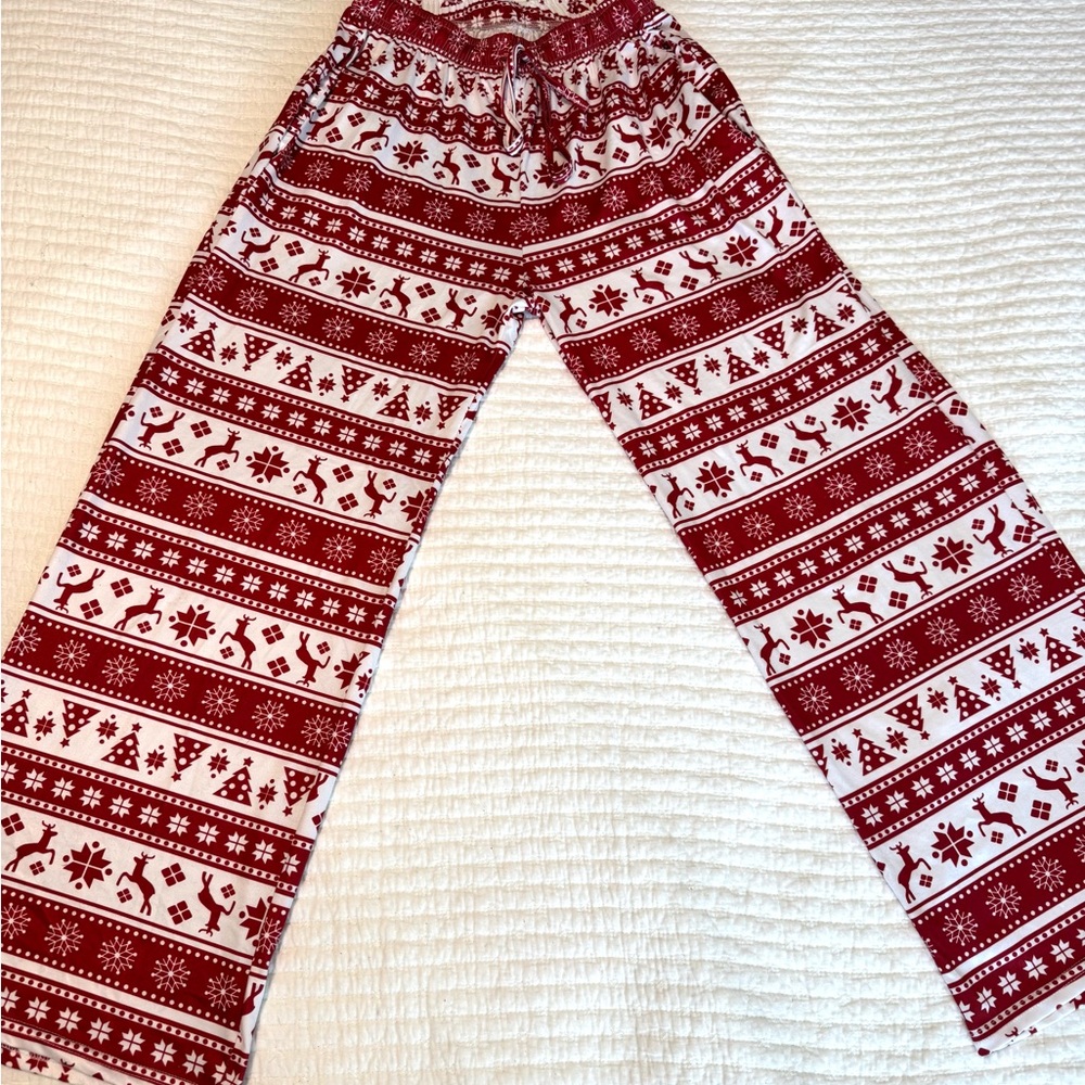 Red and White Christmas Patterned Pajama Pants